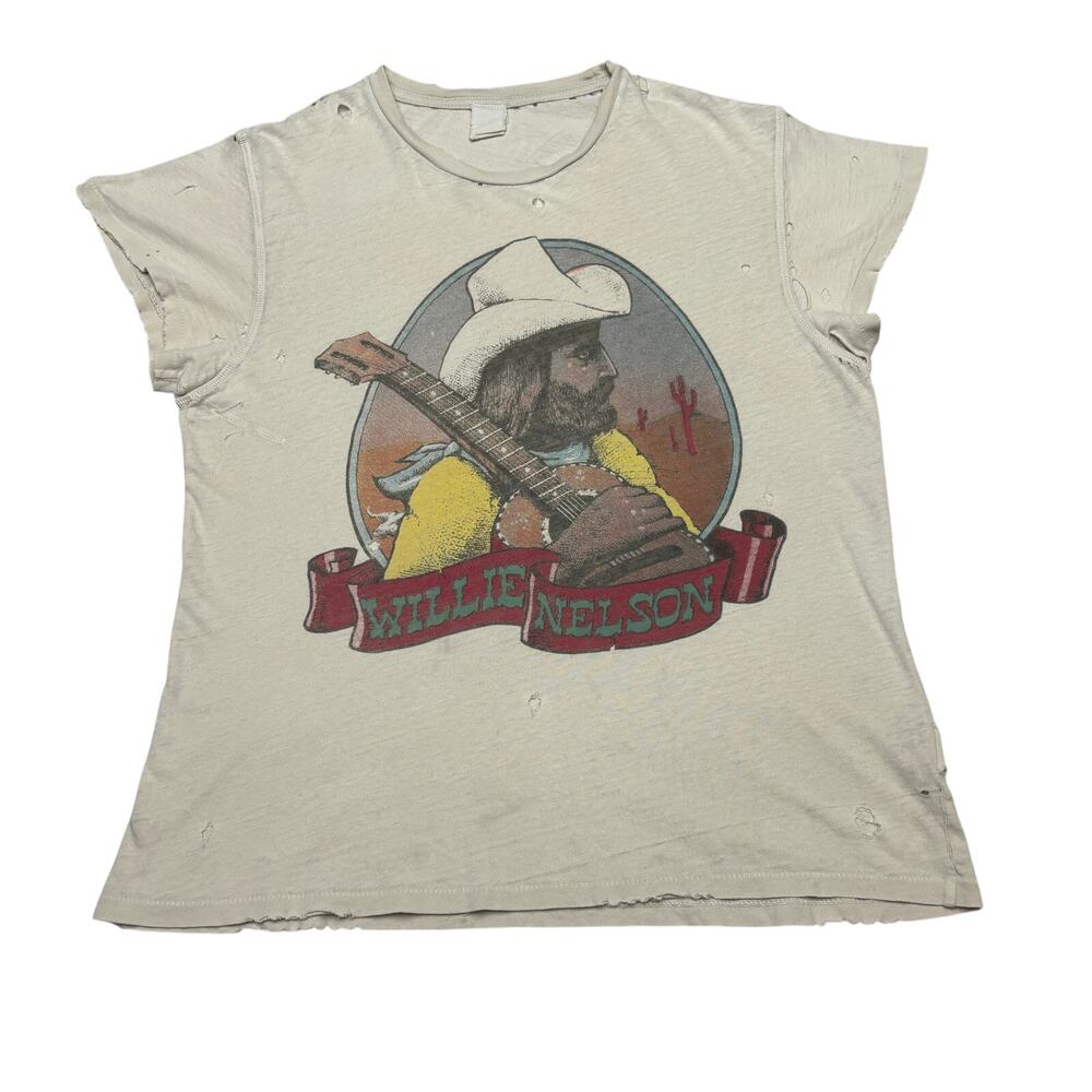 Madeworn Willie Nelson Distressed Retro Tee Shirt Men's XS Country